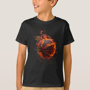 Basketbal Met Vuur Team Fan Speler Coach  T-shirt