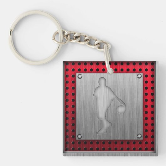 Basketbal; metaal sleutelhanger (Voorkant)