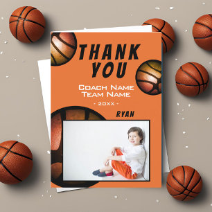 Basketbal Metallic Foto Bedankt Coach Kaart