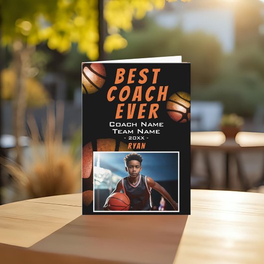 Basketbal Metallic Foto Beste coach Ooit Bedankkaart