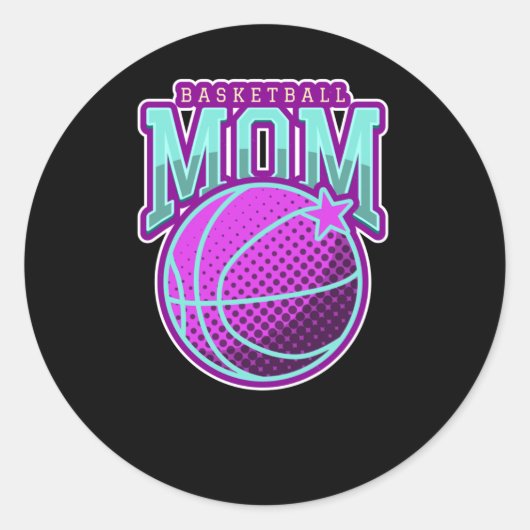 Basketbal Moeder 4 Ronde Sticker (Voorkant)