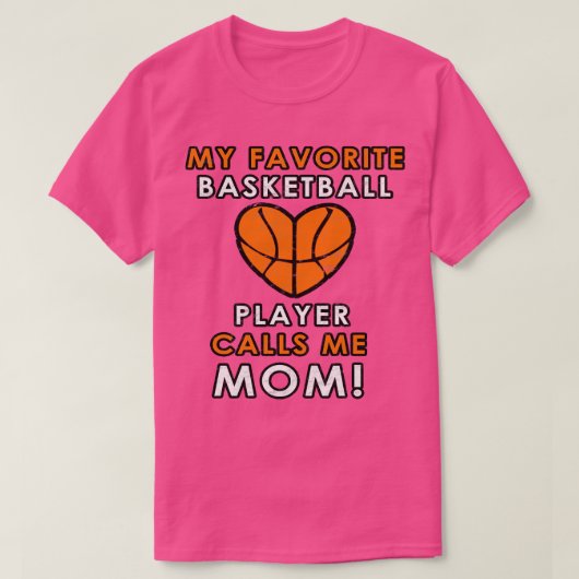 Basketbal Moeder Favoriete Speler Hart Liefde Hoop T-shirt (Design voorkant)