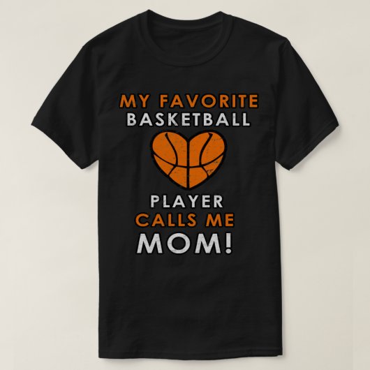 Basketbal Moeder Favoriete Speler Hart Liefde Hoop T-shirt (Design voorkant)