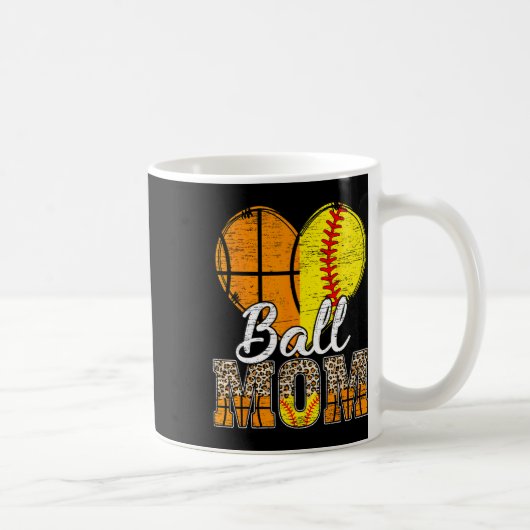 Basketbal Moeder Hart Softbal Mama Luipaard Moeder Koffiemok (Rechts)