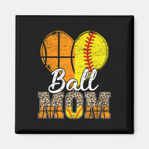 Basketbal Moeder Hart Softbal Mama Luipaard Moeder Magneet