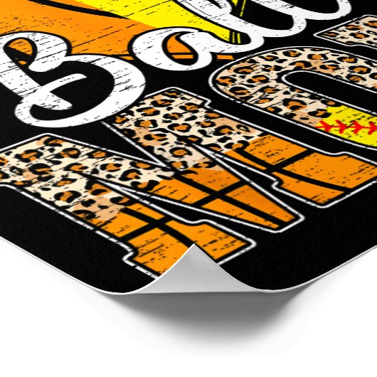 Basketbal Moeder Hart Softbal Mama Luipaard Moeder Poster (Hoek)