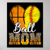 Basketbal Moeder Hart Softbal Mama Luipaard Moeder Poster (Voorkant)