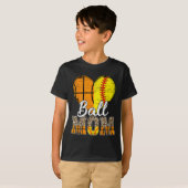 Basketbal Moeder Hart Softbal Mama Luipaard Moeder T-shirt (Voorkant volledig)