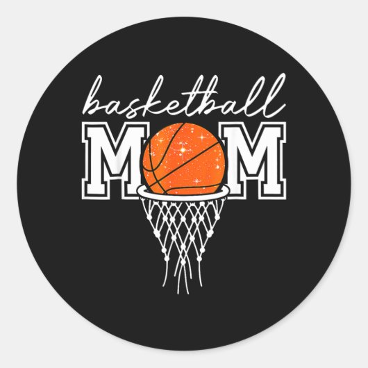 Basketbal Moeder Luipaard Basketbal Ring Net Spel Ronde Sticker (Voorkant)