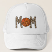 Basketbal Moeder Luipaardprint Trucker Pet (Voorkant)