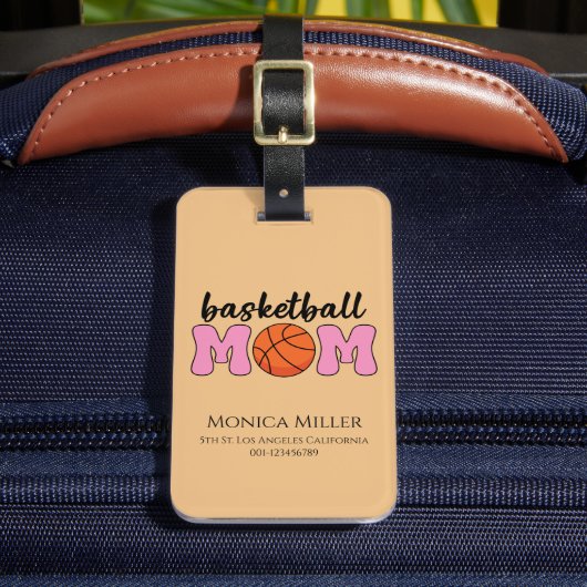 Basketbal Moeder Moederdag Personaliseren Bagagelabel (Voorkant Insitu 2)