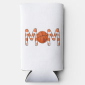 Basketbal moeder Sinaasappel Polka Dot Hart Seltzer Blikjeskoeler (Voorkant)