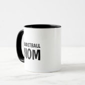 Basketbal Moeder, zwart wit Two-Tone Coffee Mok (Voorkant links)