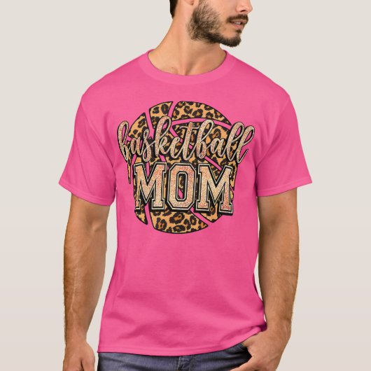 Basketbal Mom Funny Leopard Basketbal T-shirt (Voorkant)