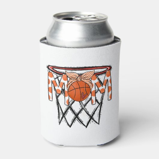 Basketbal Mom Hoop Hoofdband Custom Blikjeskoeler (Blikje Voorkant)