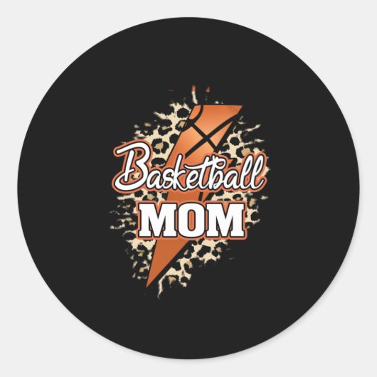 Basketbal Mom Tiger Thunder Bolt Ronde Sticker (Voorkant)
