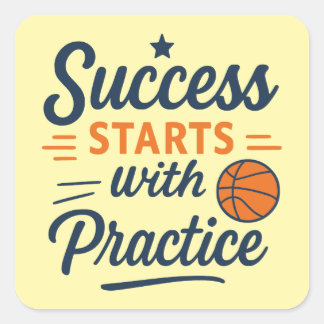Basketbal Motivatie Citaat Oefening Succes Vierkante Sticker