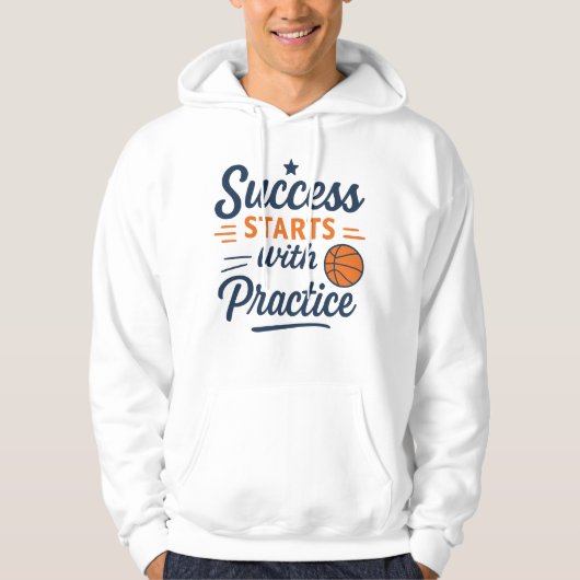 Basketbal Motivatie Citaten Oefening Succes Hoodie (Voorkant)