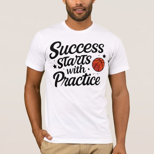 Basketbal Motivatie Succes Oefen Quote T-shirt (Voorkant)