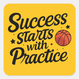 Basketbal Motivatie Succes Oefen Quote Vierkante Sticker