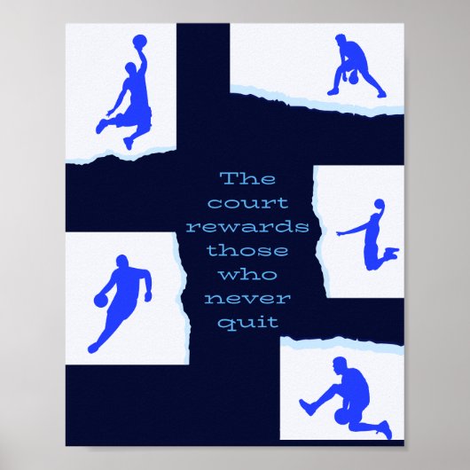 Basketbal Muur Kunst Nooit Opgeven Poster (Voorkant)