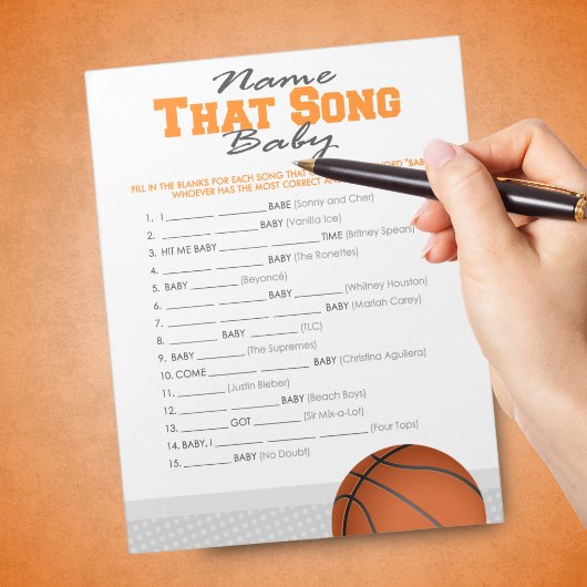 Basketbal Naam Dat Lied Baby Shower Spel Notitieblok