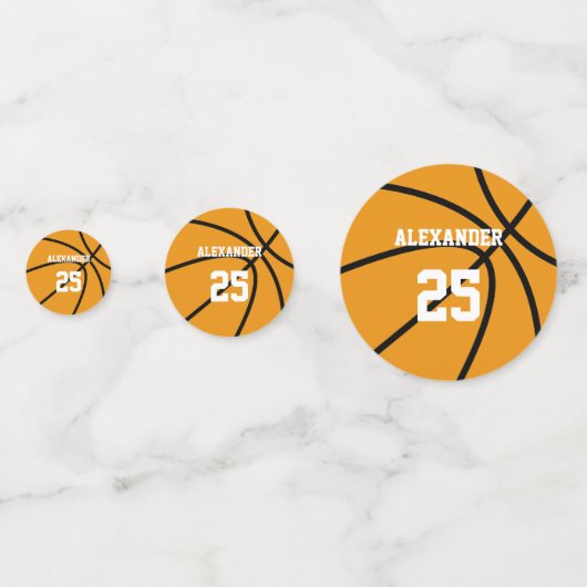 Basketbal | Naam en nummer Confetti (Voorkanten)