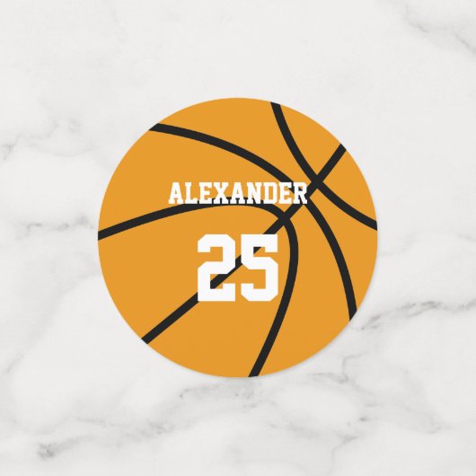 Basketbal | Naam en nummer Confetti (Kleine voorkant)