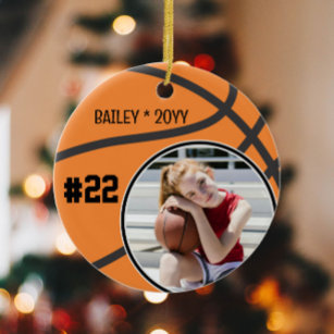 Basketbal Naam Jersey Nummer Foto Keepsake Keramisch Ornament
