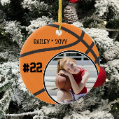 Basketbal Naam Jersey Nummer Foto Keepsake Keramisch Ornament