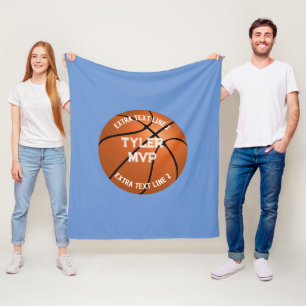 Basketbal, naam kind, MVP/nummer, 2 tekstregels Fleece Deken