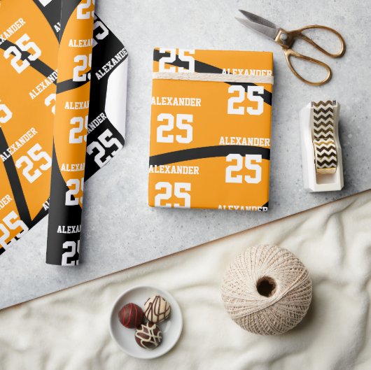 Basketbal | Naam & Nummer Cadeaupapier (Crafts)