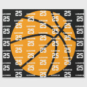 Basketbal | Naam & Nummer Cadeaupapier (Vlak)