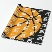 Basketbal | Naam & Nummer Cadeaupapier (Uitgerold)