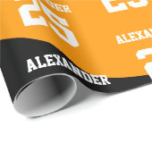 Basketbal | Naam & Nummer Cadeaupapier (Rol Hoek)