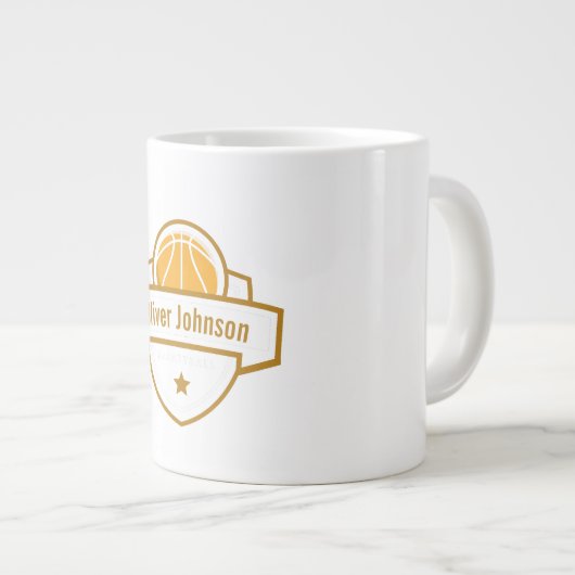 Basketbal Naam Papa Gift Grote Koffiekop (Voorkant rechts)