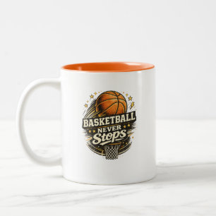 Basketbal Neemt Nooit Einde Sport Coffee Mug Cadea Tweekleurige Koffiemok
