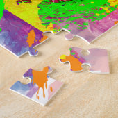 Basketbal Neon Verfspatten Modern Plezier Legpuzzel (Zijkant)