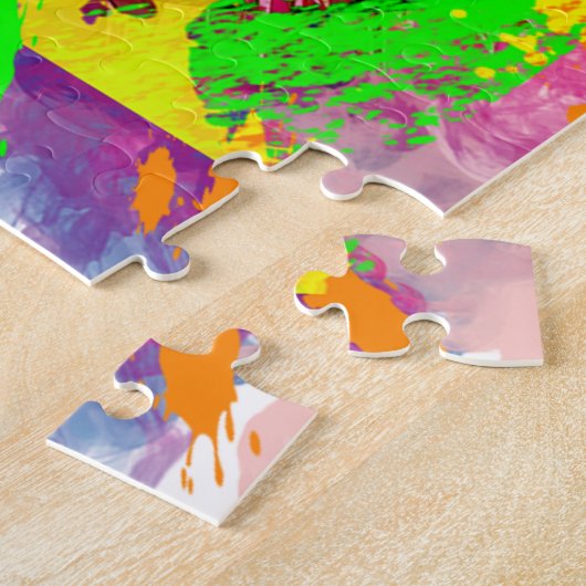 Basketbal Neon Verfspatten Modern Plezier Legpuzzel (Zijkant)