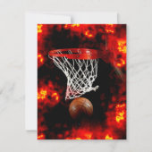 Basketbal, Net & Flames Uitnodigingen (Voorkant)