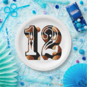Basketbal Nummer 12 Afbeeldingslogo, Papieren Bordje (Feest)