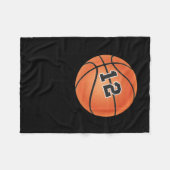 Basketbal nummer 12 fleece deken (Voorkant (Horizontaal))