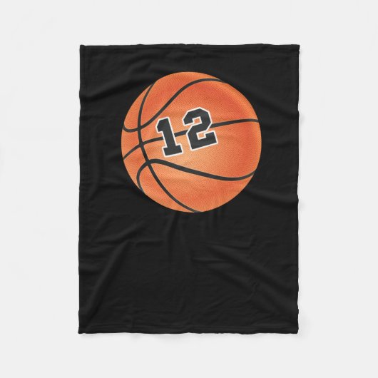 Basketbal nummer 12 fleece deken (Voorkant)