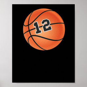 Basketbal nummer 12 poster