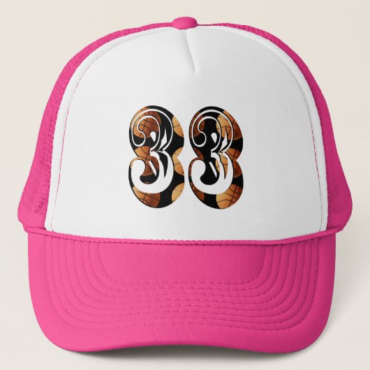 Basketbal Nummer 33 Afbeelding Logo, Trucker Pet (Voorkant)