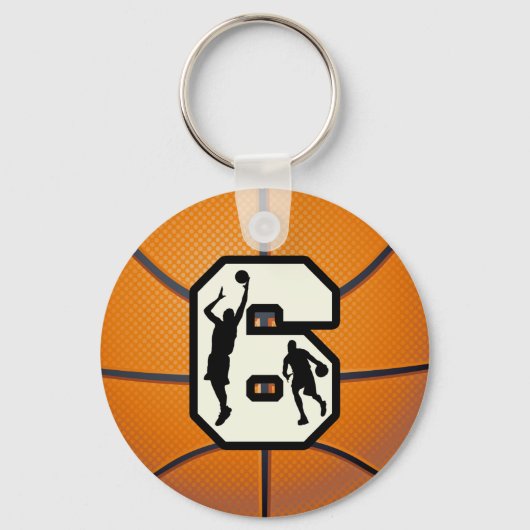 Basketbal nummer 6 en spelers sleutelhanger (Voorkant)