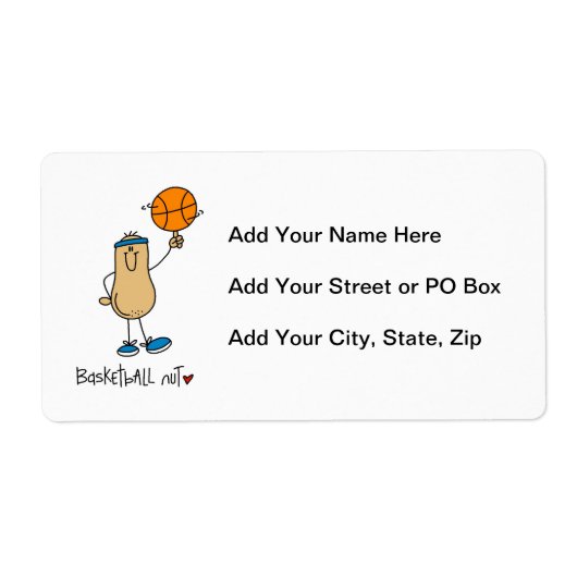 Basketbal Nut T-shirts en geschenken Etiket (Voorkant)