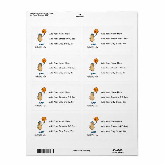 Basketbal Nut T-shirts en geschenken Etiket (Full Sheet)