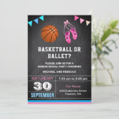 Basketbal of Ballet Gender Reveal Party Kaart (Staand voorkant)