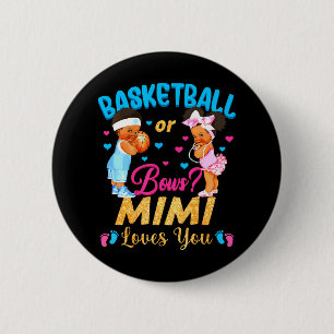 Basketbal of Bows Mimi Loves You Geslacht onthulle Ronde Button 5,7 Cm